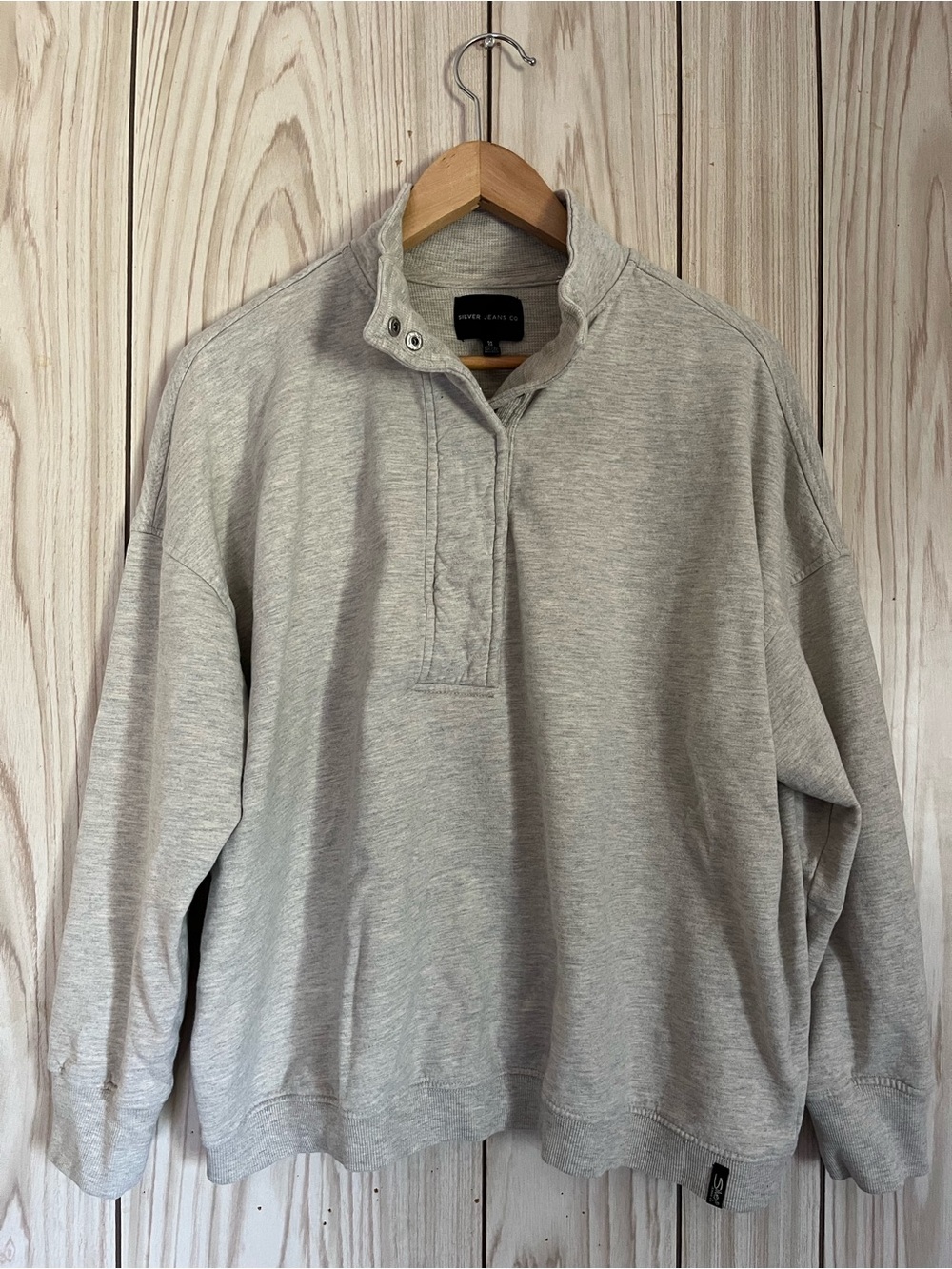 Silver Jeans Heather Gray Snap-Front Pullover